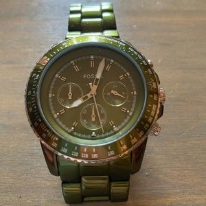 Green Fossil watch